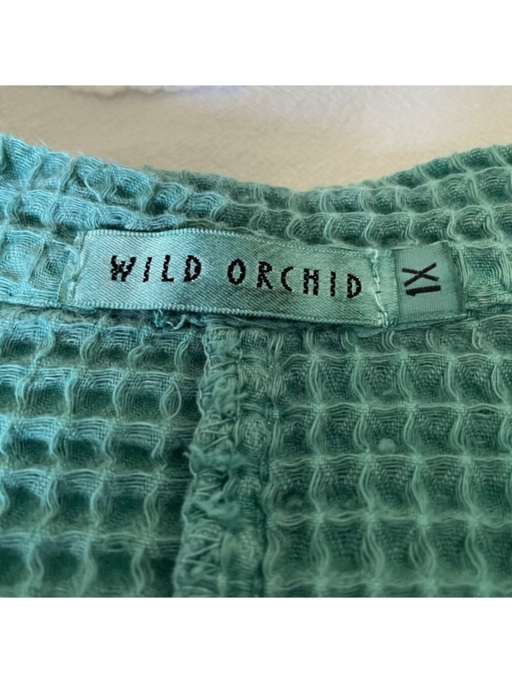 Lagenlook Jacket Shacket Green Women's 1X Soft Waffle Knit Boho Coastal Grandma - Picture 4 of 6